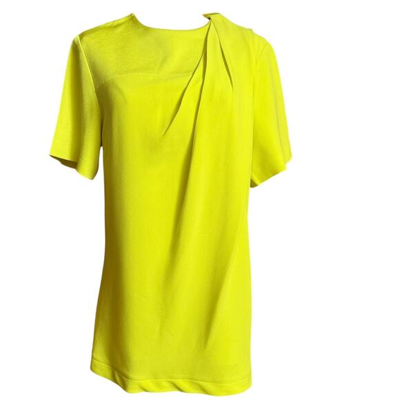 Alexander Wang Draped T-Shirt in Yellow Size 8 Short Sleeves Zipper on Shoulder - Picture 7 of 11
